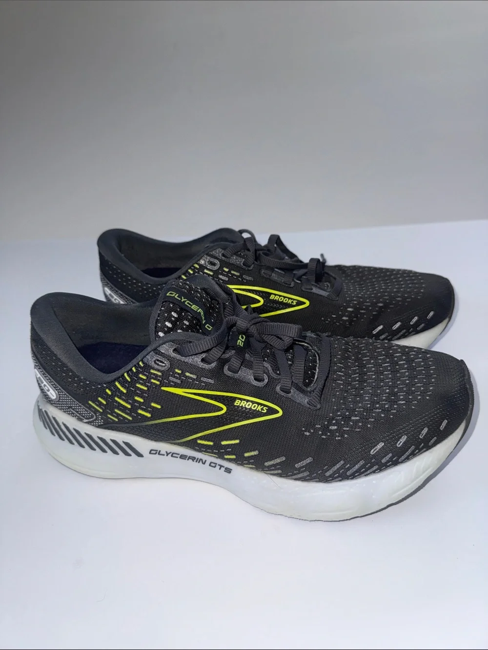 Brooks Men's Glycerin GTS Running Shoes - Black with Neon Yellow